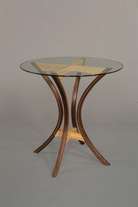 Mesa Auxiliar Redonda con Tapa de Fibra de Vidrio y Pedestal de Madera, Mesa de Centro Moderna para Sala de Estar, Mesa para Regalo de Inauguración de Casa - Product Image 4