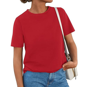 Camiseta de algodón lisa de alta calidad para mujer - Product Image 1