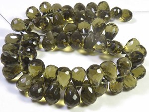 Brown Smoky Quartz Synthetic Hydro Glass Beads 7-10mm Faceted Side Drilled Teardrop Beads 8" Strand High Quality Necklace - Product Image 3