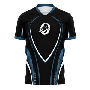 เสื้อฟุตบอลทีมสีดำและสีฟ้าอ่อน ทรงสวมใส่สบายสำหรับนักเตะในการฝึกซ้อมและการแข่งขัน - Product Image 1