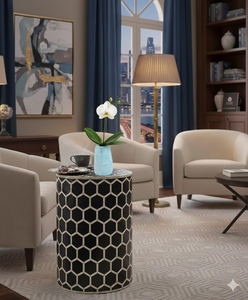 Vase Moderne Bleu en Résine Écologique Fait Main Brillant Grande Capacité Forme Irrégulière avec Orchidée Blanche Artificielle Élégant pour Table de Maison - Product Image 5