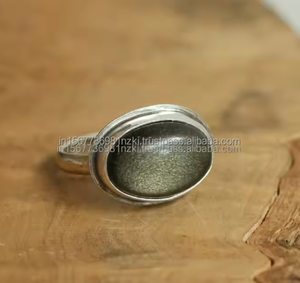 Anillo de obsidiana de brillo dorado de alta calidad, anillo de piedras preciosas, anillo ajustable, anillo étnico hecho a mano, joyería chapada en plata de ley 925 - Product Image 3