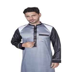 Men's Gray Solid Hooded Collar Long Sleeve Floor Length Modest Middle East Style Prayer Wear Polyester Regular Fit Anti-Pilling - Product Image 3