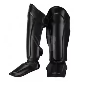 Protège-tibias de kickboxing MMA fabriqués au Pakistan, protection professionnelle, cadre métallique, design léger, pliables, en cuir PU, Muay Thai - Product Image 1