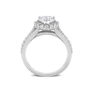 Heart Shape Lab Grown Diamond Halo <b>Ring</b> 1.6 CT 10K White Gold Rhodium Plated <b>Split</b> Band Wedding Engagement Party Anniversary - Product Image 3
