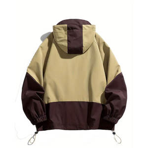 Custom Colorblock Half Zip Hooded <b>Pullover</b> Windbreaker <b>Jacket</b> Canvas High Street Front Waterproof Breathable for <b>Men</b> - Product Image 3
