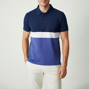 Polos pour hommes durables et confortables, vêtements décontractés, polos unis pour hommes, design bicolore avec col classique - Product Image 1