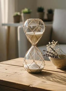 Rope Design Glass Sand Timer <b>Rustic</b> Hourglass Decor For Office <b>Desk</b> Home And Study Table Display Handcrafted From India - Product Image 1