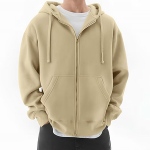 Sudadera con capucha de forro polar para hombre, holgada, extragrande, con cremallera completa, gruesa y cálida para invierno - Product Image 3