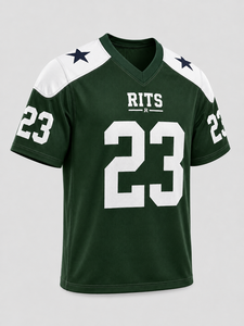 Camiseta de Fútbol Americano RITS para Hombre, Verde y Blanca, Número 23, Cuello en V, Manga Corta, Poliéster que Absorbe la Humedad, Ropa Deportiva de Equipo, Precio Económico - Product Image 3