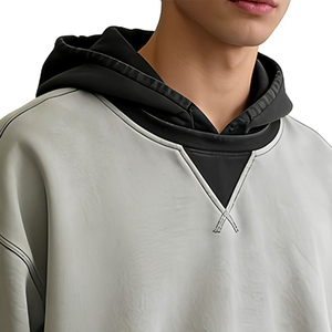 Sweat-shirt à capuche surdimensionné personnalisé pour homme, couleur unie, en coton French Terry, style décontracté pour l'automne, coupe classique, tricoté, respirant - Product Image 5