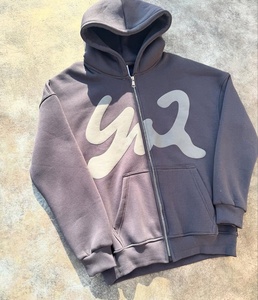 Sweat à capuche unisexe personnalisé 100% coton lourd avec fermeture éclair, impression en relief, toutes tailles avec étiquettes personnalisées et motif uni - Product Image 4