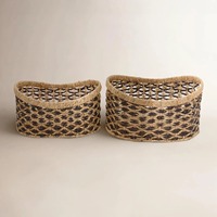 Panier rond en jonc de mer tressé Redford, panier de rangement naturel fait à la main, vente en gros, écologique, fabriqué au Vietnam