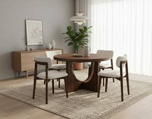 Mesa de Comedor Moderna con 4 Sillas con Diseño Decorativo, 1 Año de Garantía, Juego de Comedor Moderno para 4 Personas, Juego de Comedor Compacto para 4 Personas - Product Image 1