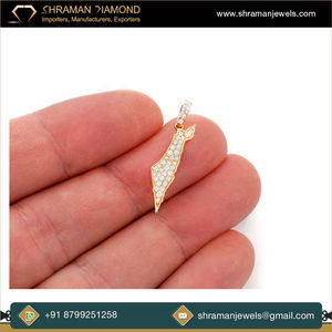 Colgante de Alta Calidad, Diseño Moderno, Mapa de Israel y Palestina en Oro de 14K con Diamantes Naturales, Regalo Unisex - Product Image 4