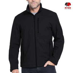 แจ็คเก็ตซอฟต์เชลล์แบบสั่งทำพิเศษสำหรับผู้ชาย ยี่ห้อ Ryan Pro Gear พร้อมซิปปิดและกระเป๋าออกแบบโลโก้ตามสั่ง - Product Image 1