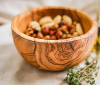 Bol de service en bois de haute qualité bol rond pour salades Fruits nourriture fruits secs en bois fait à la main pour la fête à la maison Restaurant moderne
