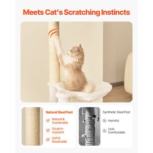 Grande Torre per Gatti in Legno da 68,9 Pollici, Arredamento Multi-Livello per Gatti, Soggiorni Accoglienti, Tiragraffi in Sisal, Centro Attività per Gatti - Product Image 3
