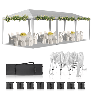 Carpa Instantánea Portátil de 10x30 pies para Eventos al Aire Libre, Fiestas, Bodas, Cumpleaños y Graduaciones - Color Blanco - Product Image 1