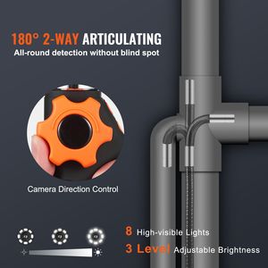 Boroscopio Articolato Bidirezionale con Lente da 0,25 Pollici, Schermo IPS HD da 5 Pollici, Telecamera d'Ispezione Flessibile per Meccanici e Ispezione Auto - Product Image 1