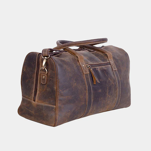 Sac de voyage décontracté vintage en cuir véritable vieilli pour homme, sac de sport léger et durable avec fermeture éclair en polyester résistant à l'eau - Product Image 2