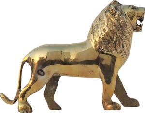 Messing-Löwenstatue Goldener Brüllender Löwe mit Felssockel Tischdekoration Skulptur Langlebiges Löwen-Schaustück - Product Image 6