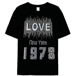 Camiseta de Algodón 100% con Cuello Redondo y Logotipo Personalizado, Talla Grande, con Detalles de Diamantes de Imitación, Ropa Masculina de Alta Calidad, Venta al Por Mayor - Product Image 4