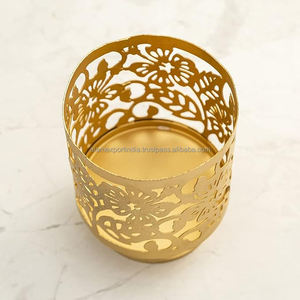 Bougeoir de table en métal de fer Vintage de qualité supérieure porte-lumière votive en verre avec couvercle éclairage de décoration de mariage - Product Image 6