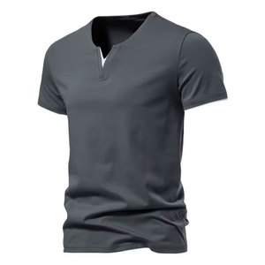 Unisex O-Neck <b>Short</b> <b>Sleeve</b> Knitted <b>Henley</b> Shirt Casual Slim Fit 100% Cotton Solid Color Breathable Quick Dry Anti-Pilling - Product Image 5