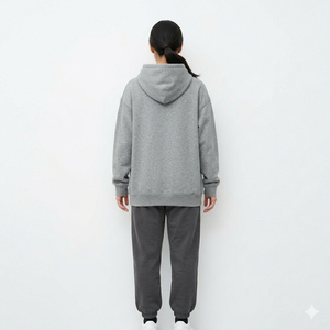 Sudadera con Capucha Extra Grande para Mujer, Gris, Mezcla de Algodón y Felpa, Gruesa, Personalizable, Manga Larga, Color Sólido, con Bolsillos - Product Image 2