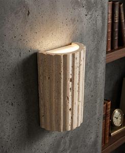 Modern Rectangle Concrete Wall Sconce <b>Socket</b> Wall Shelf Fluted Finish Nature Theme Ambient <b>Light</b> for Bedroom Living Room - Product Image 2