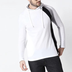Sudadera con Capucha Blanca para Hombre, Manga Raglán, Bloques de Color, Corte Ajustado, Secado Rápido, Tejido de Punto, Manga Larga, Informal, para Primavera - Product Image 5