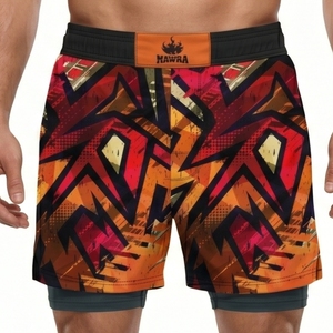 Pantalones Cortos de MMA para Hombre Mawra, Sublimados, Ajustados, de Secado Rápido, con Capa de Compresión, para Entrenamiento de Artes Marciales Mixtas - Product Image 1