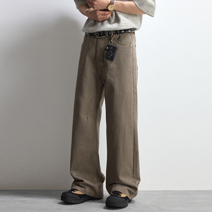Jeans Casuales de Hombre al por Mayor, Personalizados, Rectos, 100% Algodón, Transpirables, con Estampado Invernal, Lavado Oscuro Vintage, Resistentes y Duraderos - Product Image 5