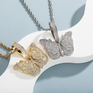 Pendentif papillon tendance et minimaliste, accessoire superposé hip-hop incrusté de diamants, pendentif papillon flamme de l'enfer - Product Image 5