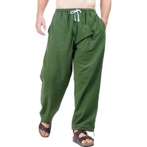 Pantalon cargo droit ample en coton 100% bleu cobalt pour homme, coupe décontractée, jambes larges, poches à rabat, logo personnalisé, respirant - Product Image 5