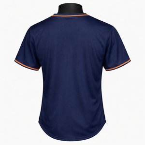 Maillot de baseball uni personnalisé, chemise de baseball entièrement boutonnée avec passepoil, bordure orange, uniforme d'équipe, haut respirant à séchage rapide en polyester - Product Image 6