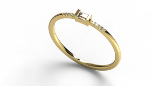Bague minimaliste plaquée or 18 carats avec diamants baguette et ronds, délicate, empilable, pour mariage et fiançailles, bijou raffiné, cadeau pour femme - Product Image 2