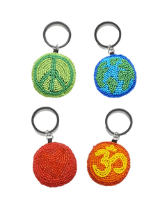 Porte-clés perlé classique artisanal et écologique en gros avec perles de rocaille, personnalisable en vrac pour sacs et cadeaux par MULTI CRAFT - Product Image 1