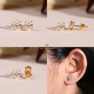 D Color VVS2 Clarity Luxury Oval Cut CVD Lab Grown Diamond Four Prong Setting Stud <b>Earrings</b> 2 TCW 14K Solid <b>Gold</b> IGI Certified - Product Image 5