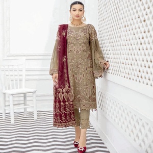 Ramsha คอลเลกชันผ้าชีฟองหรูหรา3ชิ้น salwar kameez สำหรับงานแต่งงานและเทศกาล-สำหรับงานแต่งงานและงานเทศกาล - Product Image 2