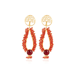 Red Hydro <b>Garnet</b> Hydro Gemstone Brass Bezel Set <b>Earrings</b> Gold Plated Handmade Jewelry Shilpi Impex for Women Wholesale Lot 10 - Product Image 1