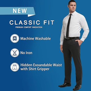 กางเกงขายาวทรงตรงสำหรับผู้ชาย ทรงปกติ – กางเกงลำลองสำหรับธุรกิจ สำนักงาน และกางเกงทางการสำหรับผู้ชาย - Product Image 6