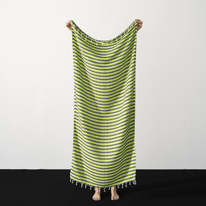 Serviettes de plage Hamam Pestemal turques d'été en gros-100X180CM 100% coton Serviette Peshtemal 40x70in vert - Product Image 5