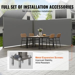 Tenda Laterale Retrattile in Alluminio 71FT X 236FT, Schermo Privacy per Esterni Impermeabile in Poliestere 280g, Vela in PC per Patio e Spazi Esterni - Product Image 4