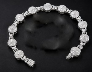 Iced Out Round Shape Link 925 Sterling Silver Rhodium Plated High Shine VVS Moissanite Hip Hop Luxury <b>Statement</b> Unisex <b>Necklace</b> - Product Image 4