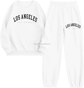 Dark <b>Grey</b> Solid 2-Piece Jogger Sweatshirt Sweatpants <b>Women's</b> Casual Wear <b>Tracksuit</b> Plus Size Custom Logo Printing Button - Product Image 4