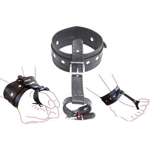 ชุดสายรัดหนังกันน้ำสำหรับ BDSM พร้อมกุญแจมือ ปลอกคอ และตัวเชื่อมต่อ - Product Image 6