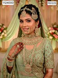 Luxury Maroon Bridal Jewellery Set with Choker Long Haar Matha Patti Nath Earrings Bangles <b>Wedding</b> Necklace Set for Women - Product Image 3