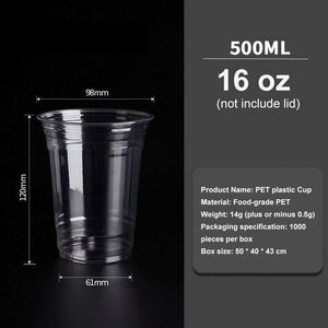 แก้วพลาสติก PET รีไซเคิล ขนาด 98 มม. 12 ออนซ์ 16 ออนซ์ สำหรับเครื่องดื่มเย็น กาแฟเย็น พร้อมฝาปิด รับผลิตตามสั่งพร้อมโลโก้ สำหรับของขวัญส่งเสริมการขาย - Product Image 2